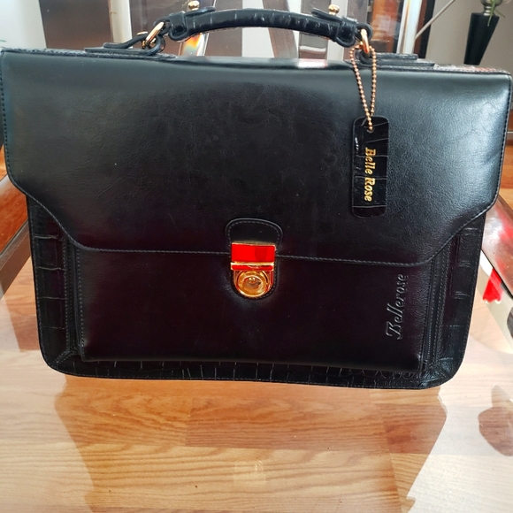 Briefcase black croc embossedBELLE ROSE - Picture 2 of 4